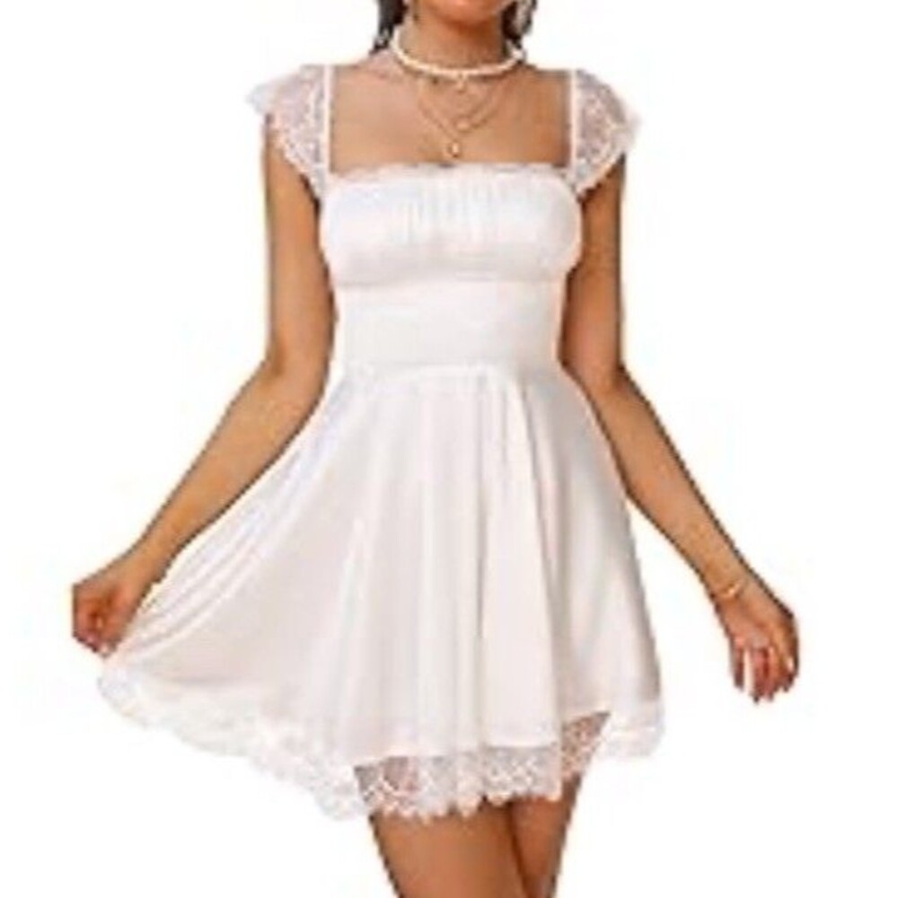 Fairy Milkmaid Lace Corset Basque Waist Cottagecore Mini Dress Size XS Coquette